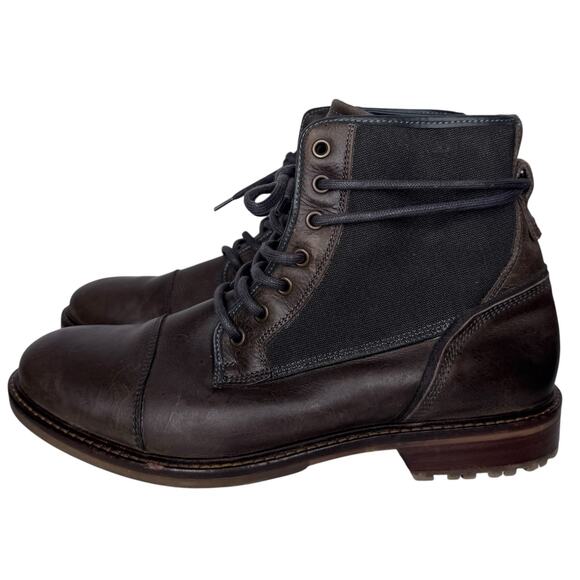 Vintage ALDO Brown Leather Canvas Combat Boots Men’s US 10 EU 43 Made Portugal main image 5